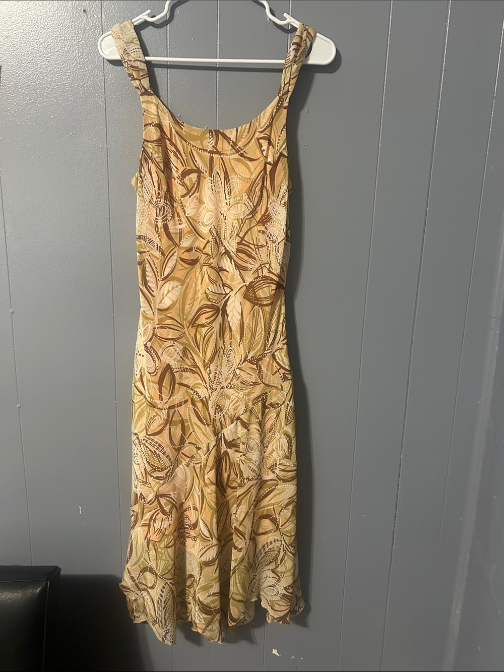 Signature by Sangria Yellow Leaf-Print Maxi Dress